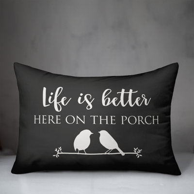 Textual Outdoor Reversible Throw Pillow