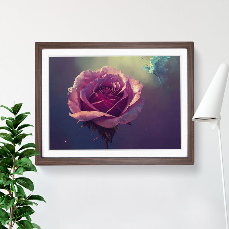 Euphoric Rose Flower - Framed Print, 46cm H x 64cm W x 2cm D, Walnut