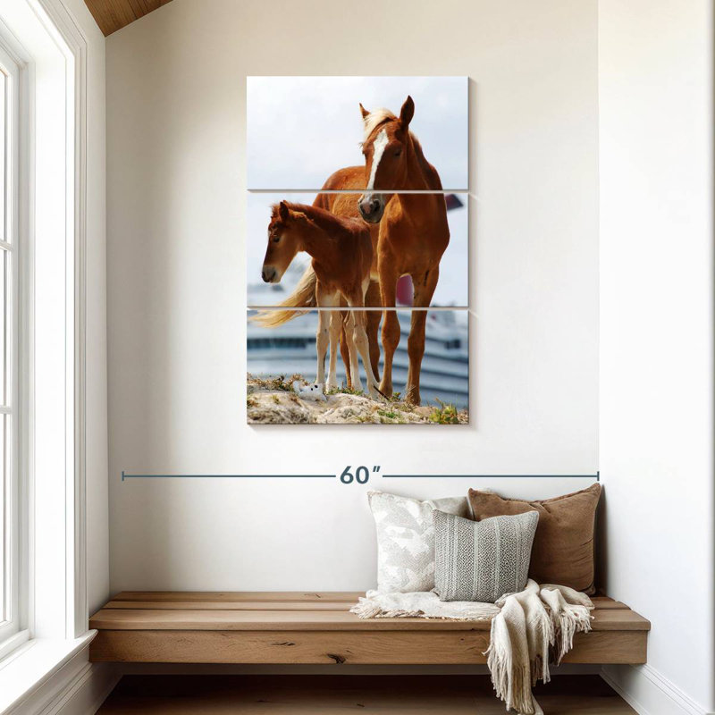Brampt chevaux bruns, H 45 po x l 28 po