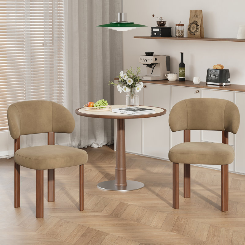 Chaise rembourrée moderne avec dossier incurvé, Kaki