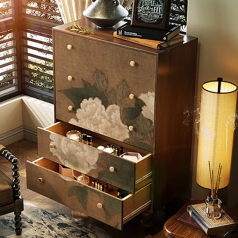 Armoire de rangement haut de gamme à tiroirs décoratifs rétro