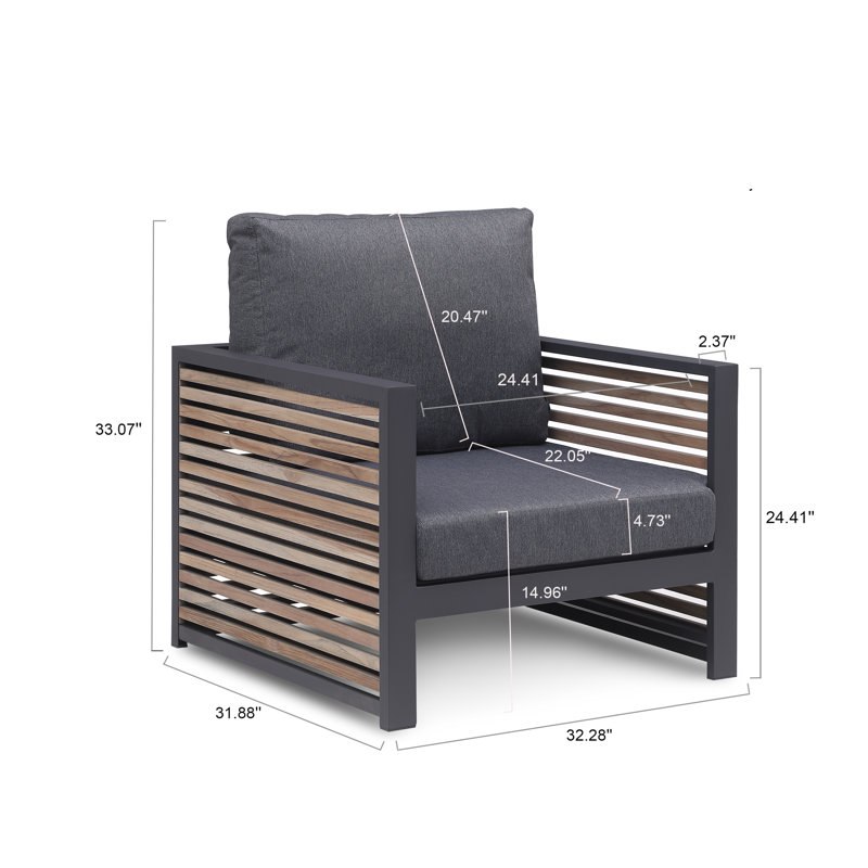 Pawni Teak Patio Arm Chair with Custom Cover
