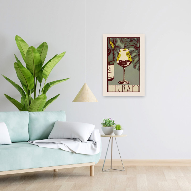 Thérapie par le vin rouge rétro, paysage abstrait rétro, art mural, 24" H x 16" W