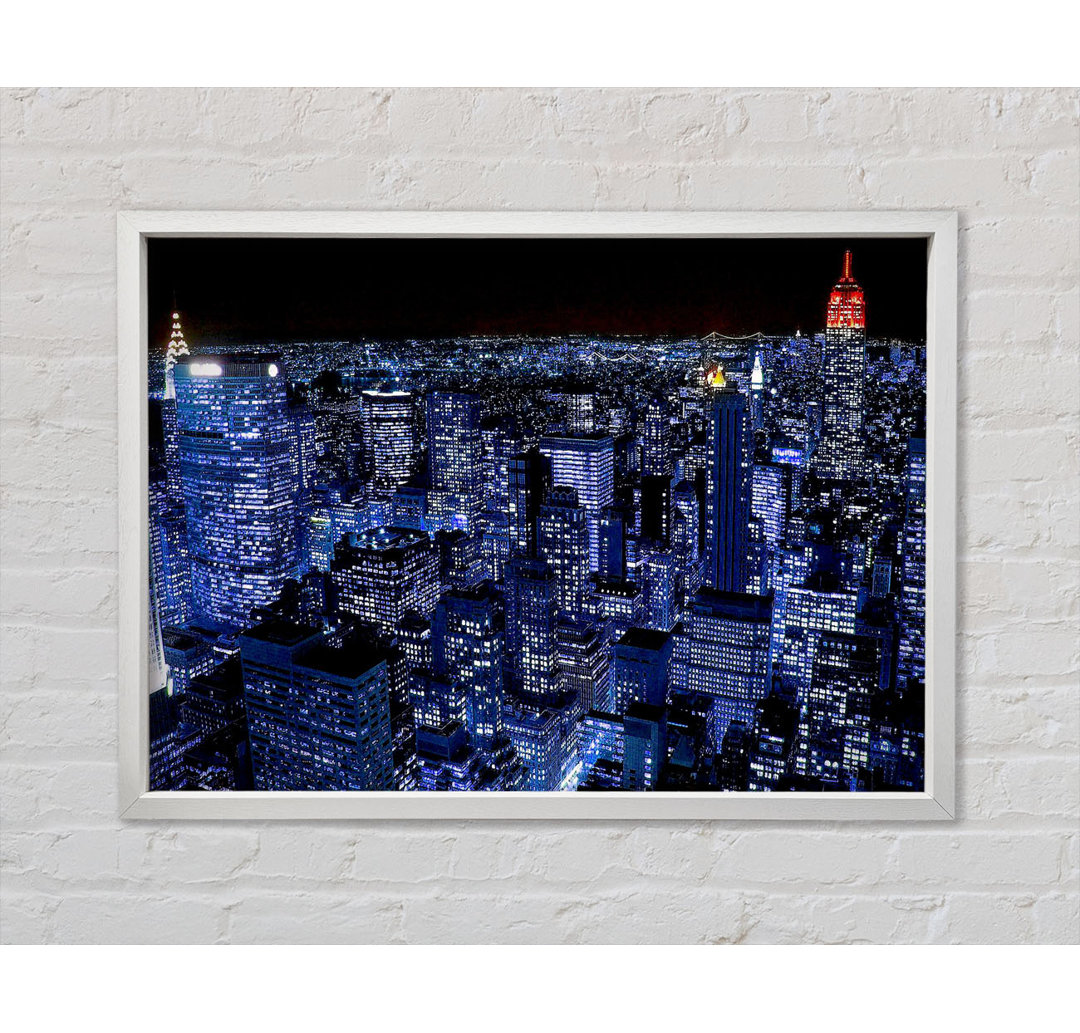 New York City Night Blues Red Top - Einzelbildrahmen Kunstdrucke auf Leinwand