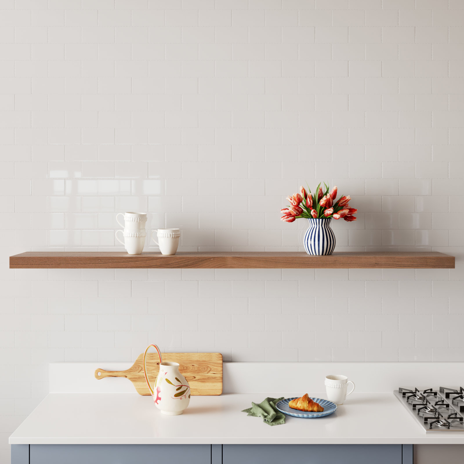 Sherice Floating Shelf, 1.97" H x 74.81" W x 10.24" D, Walnut