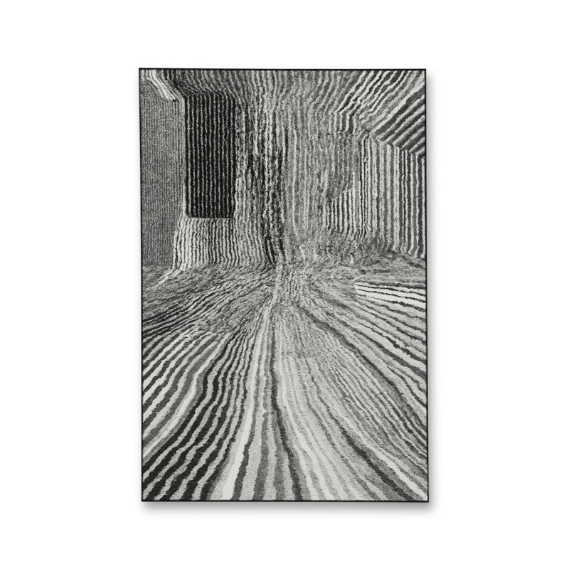 Tapis bleu tissé lavable rétro Mosso, 3'11" x 5'11"
