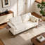 Canapé deux places en chenille de 175 cm, canapé moderne avec assise profonde, coussin à ressorts, table d'appoint pliable et coussin décoratif.-53309702