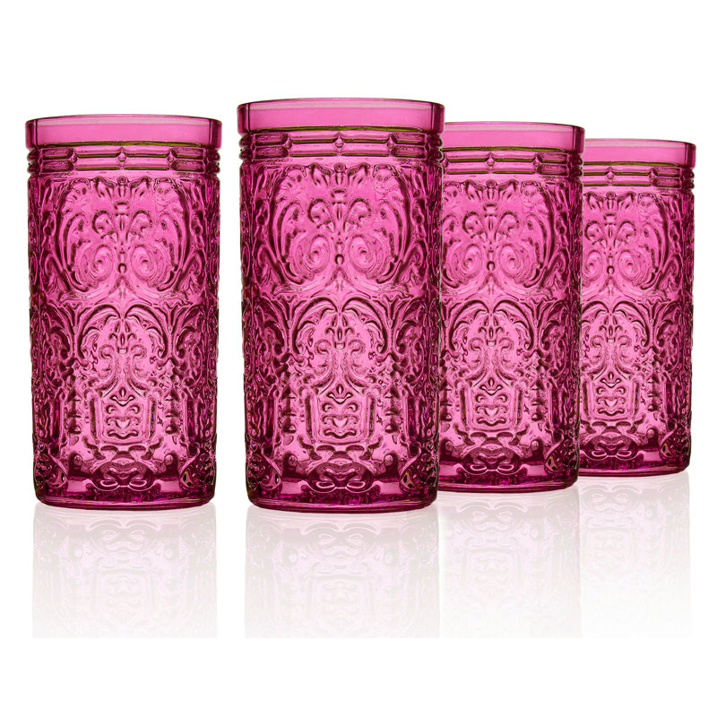Jax Glass Highball 14 oz, 4, Hot Pink