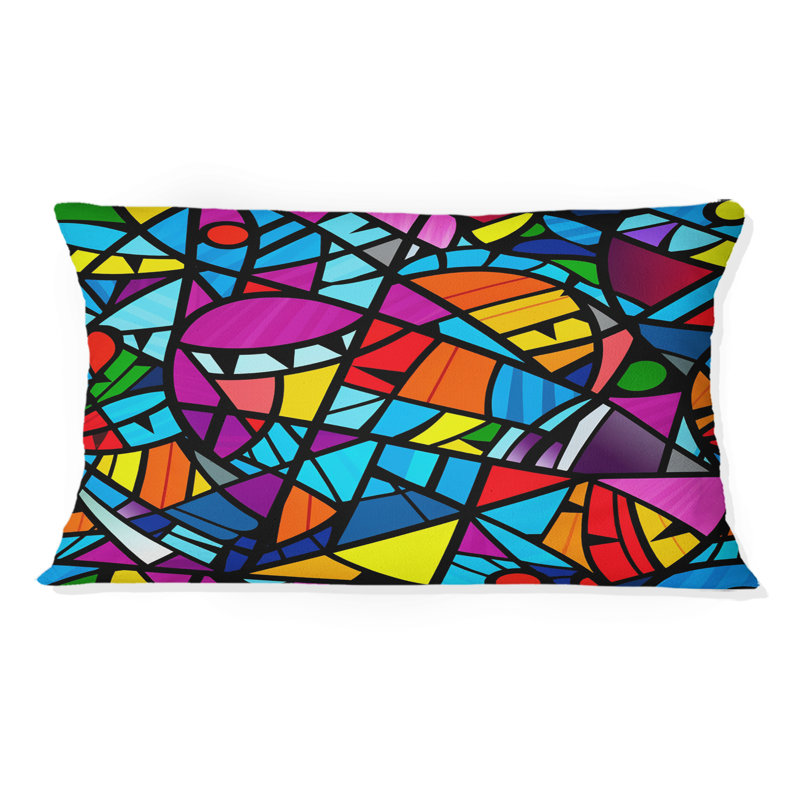 Colourful  Modern Mosaic IV - Modern Lumbar Pillow
