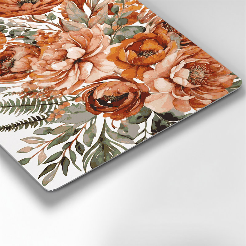 Aquarelle florale 46, art mural en métal brun, H 14 po x l 11 po
