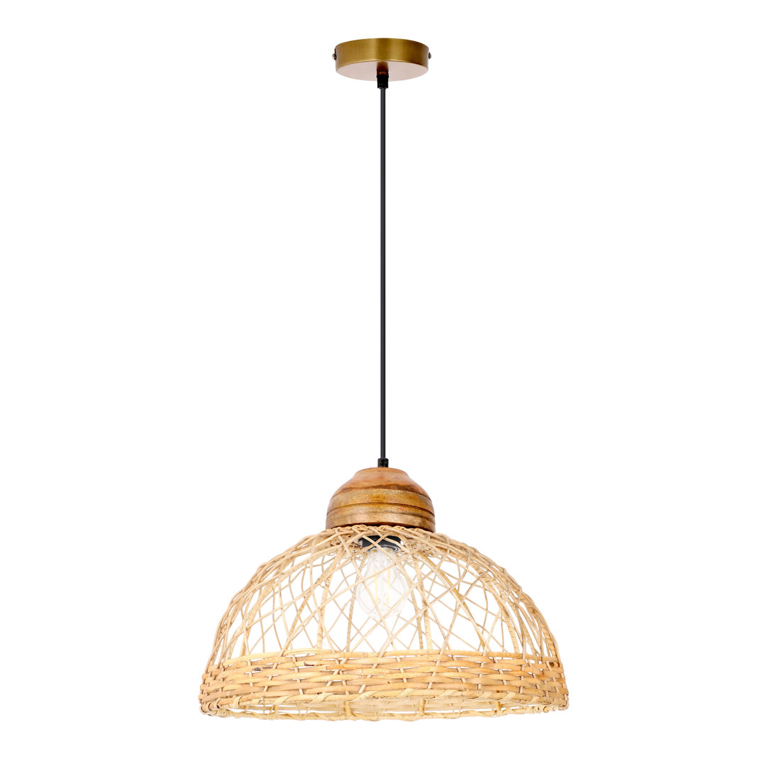 16.25"W Allmar 1-Light Natural Jute Weave Dome Pendant Bay Isle Home™