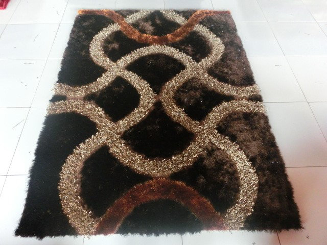 Tapis à poil long brun, Rectangle 2 pi x 3 pi