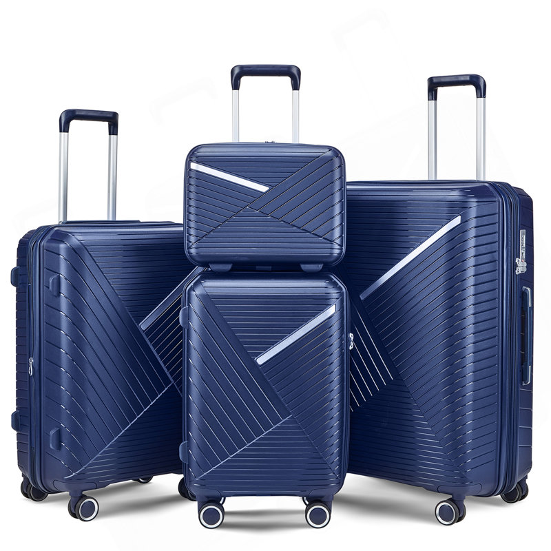 Ensembles de valises 4 pièces (14/20/24/28), valise légère extensible avec 4 roues pivotantes doubles à 360 degrés pour matériaux de transport