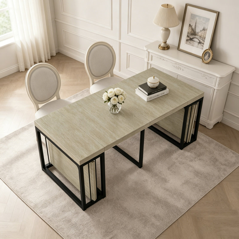 Table de salle à manger extensible Modern, Ancient White
