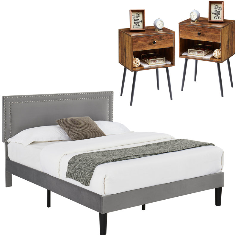 Maybee Steel Piece Bedroom Set, Brown, Queen