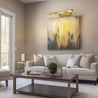 Applique murale moderne en laiton brossé doré à 4 lumières réglables, 30 pouces, pour tableaux