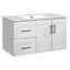 Meuble-lavabo mural 36 po, armoire de rangement flottante avec 2 tiroirs, lavabo simple en céramique 3 trous, armoire moderne avec tablette réglable-958623815
