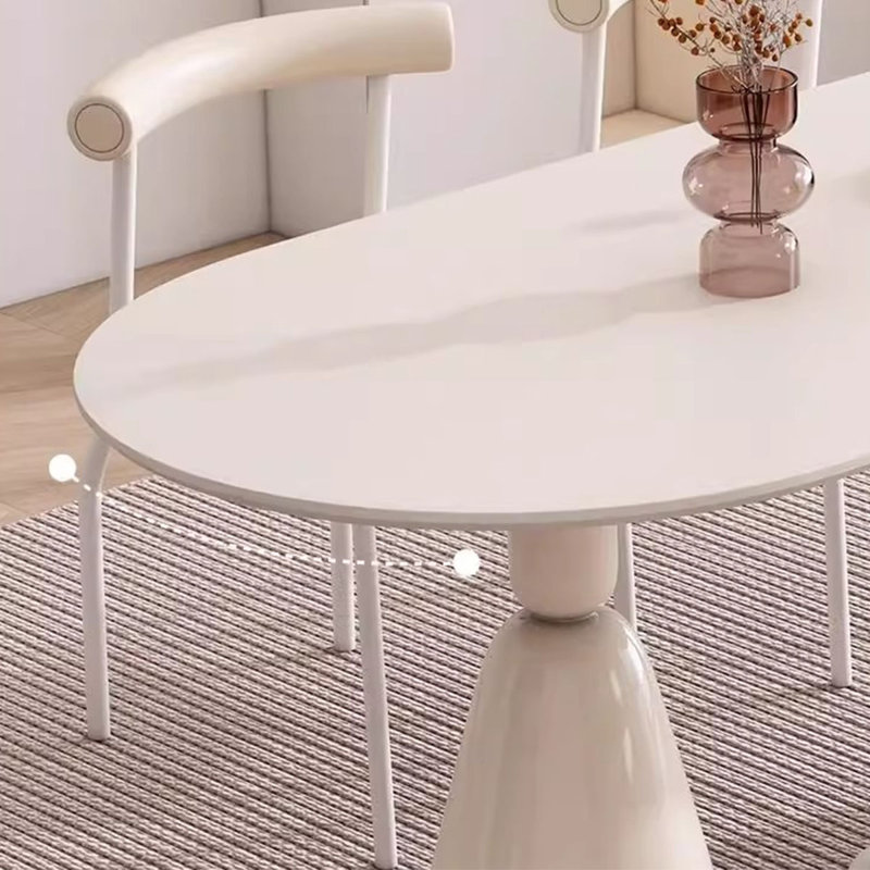 Table de salle à manger ovale, base en acier moderne, H 29,5 po x L 62,9 po x l 31,4 po