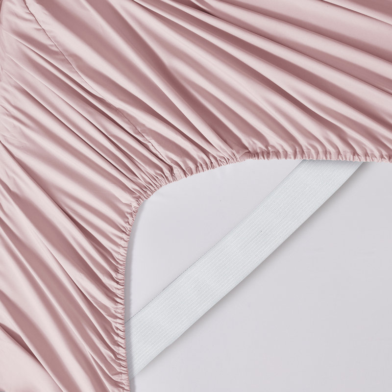 Brushed Microfiber Bottom Sheets with Built in Sheet Straps, Queen Fitted Sheet, Pink