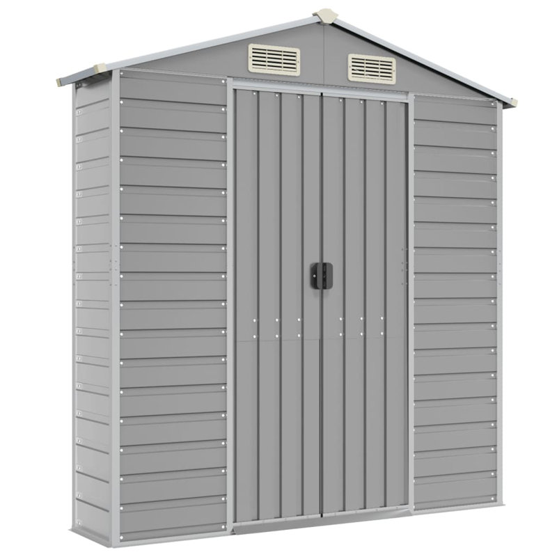 Brityn Garden Shed 191x640x198 cm Galvanised Steel, Light Grey