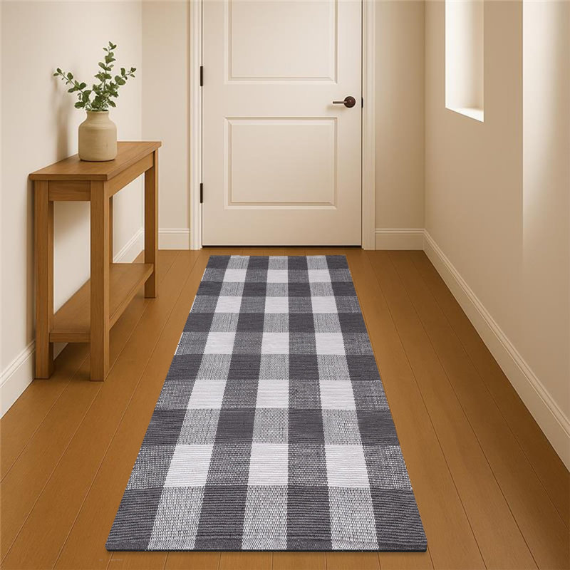 Buffalo Plaid Cliveden | 2' x 6' | Black & White, Grey, White