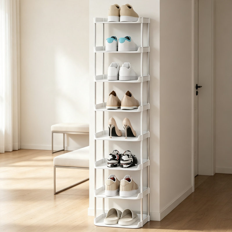 8 Pair Shoe Rack, White