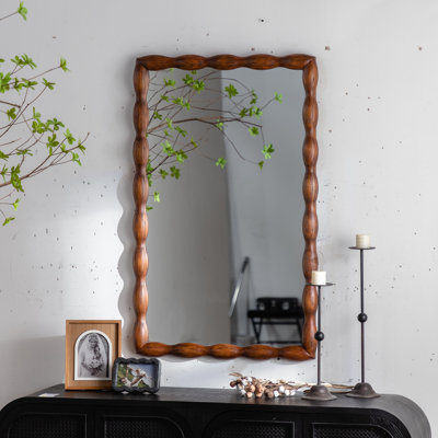 36.02" Accent Wood Rectangle Mirror,Rectangle Wall Mirror Decorative Vanity Bathroom Mirror