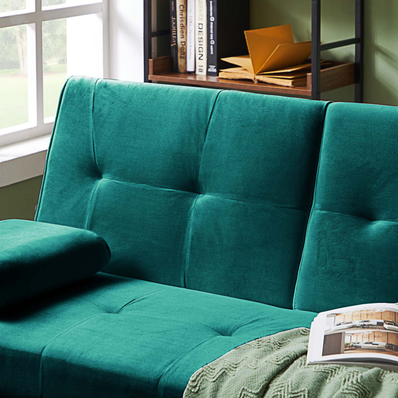 Jodiann Upholstered 70.07'' Sleeper Sofa, Green Velvet