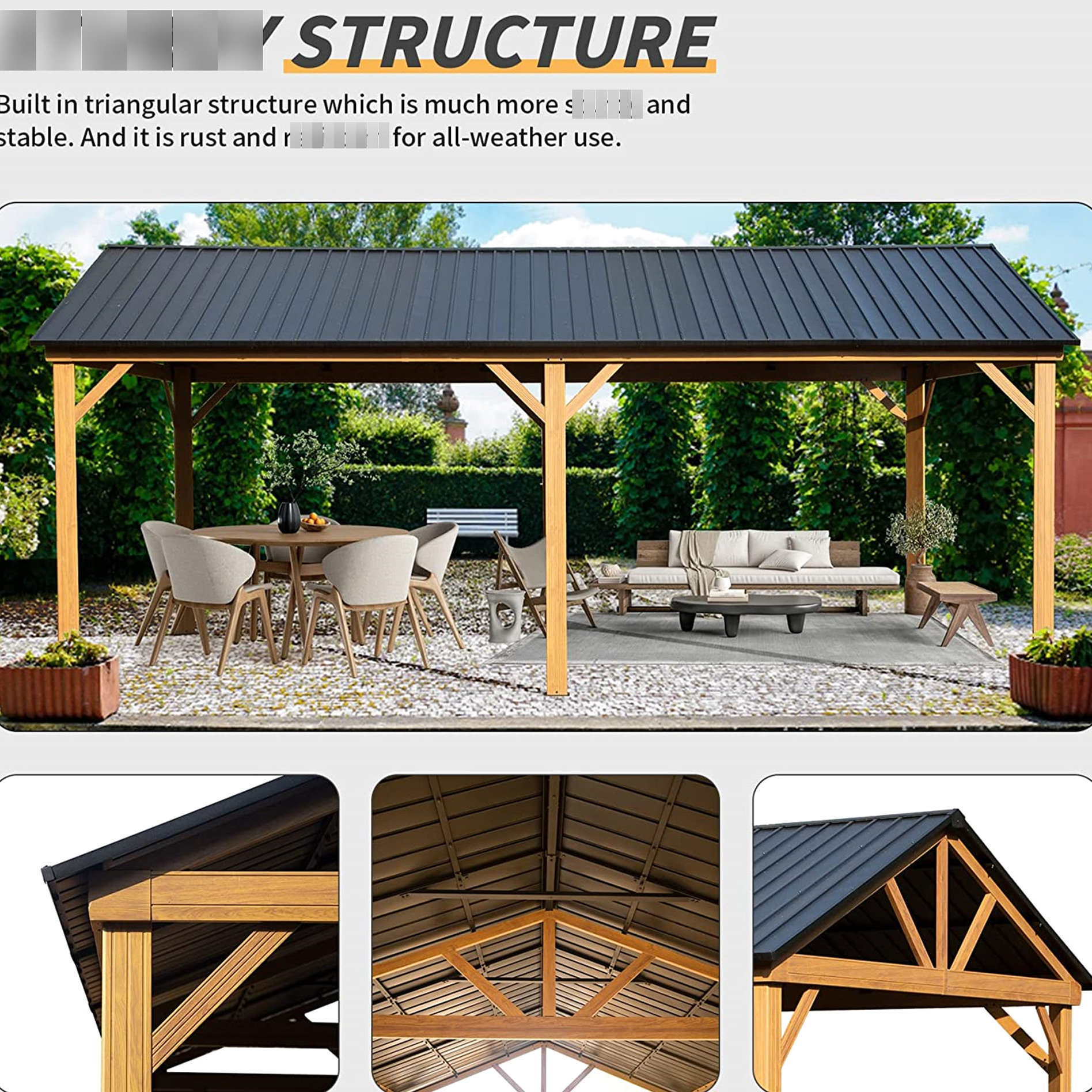 Arlmont Gazebo 12x20ft Galvanized Steel Roof, Aluminum