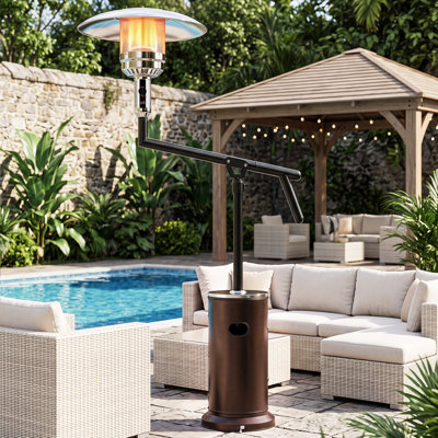 50,000 Btu Patio Heater - Propane Patio Heater With Sand Box, Double-Layer Stainless Steel Burner, Round Table Design Space Heater, Outdoor Heaters With Wheels For Garden And Patio