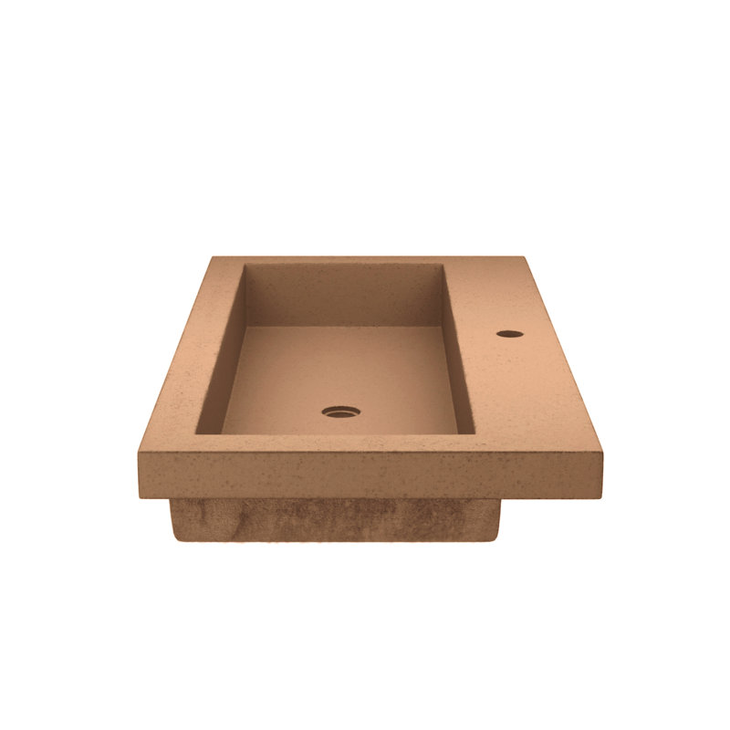 NativeStone Handcrafted Concrete 36" Trough Bathroom Sink, Single Hole Faucet, Terracotta