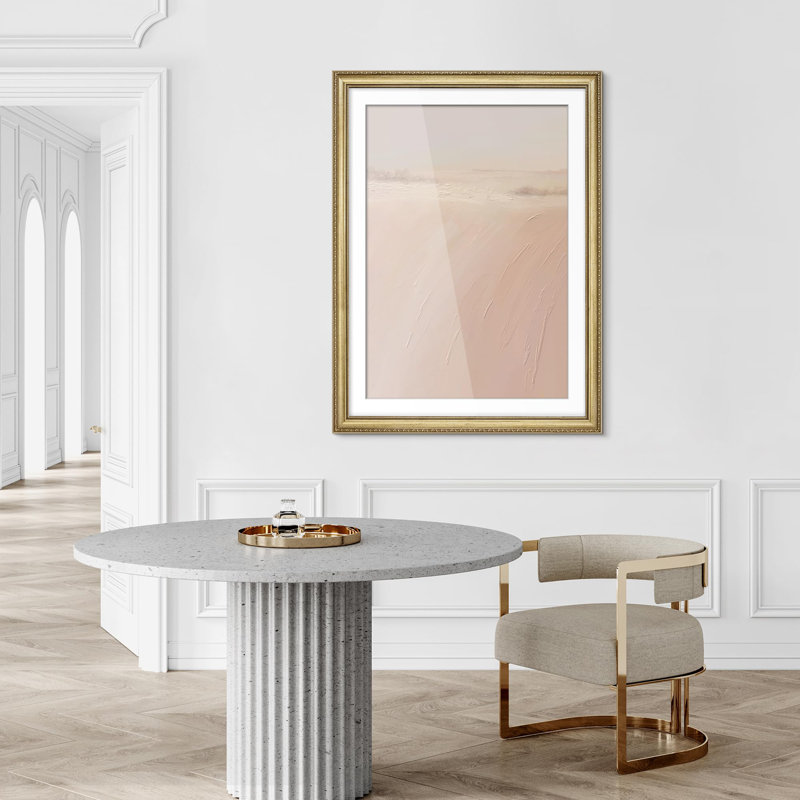 "Doux rose abstrait paysage impressions impressionnisme or encadré décoration murale", Oui