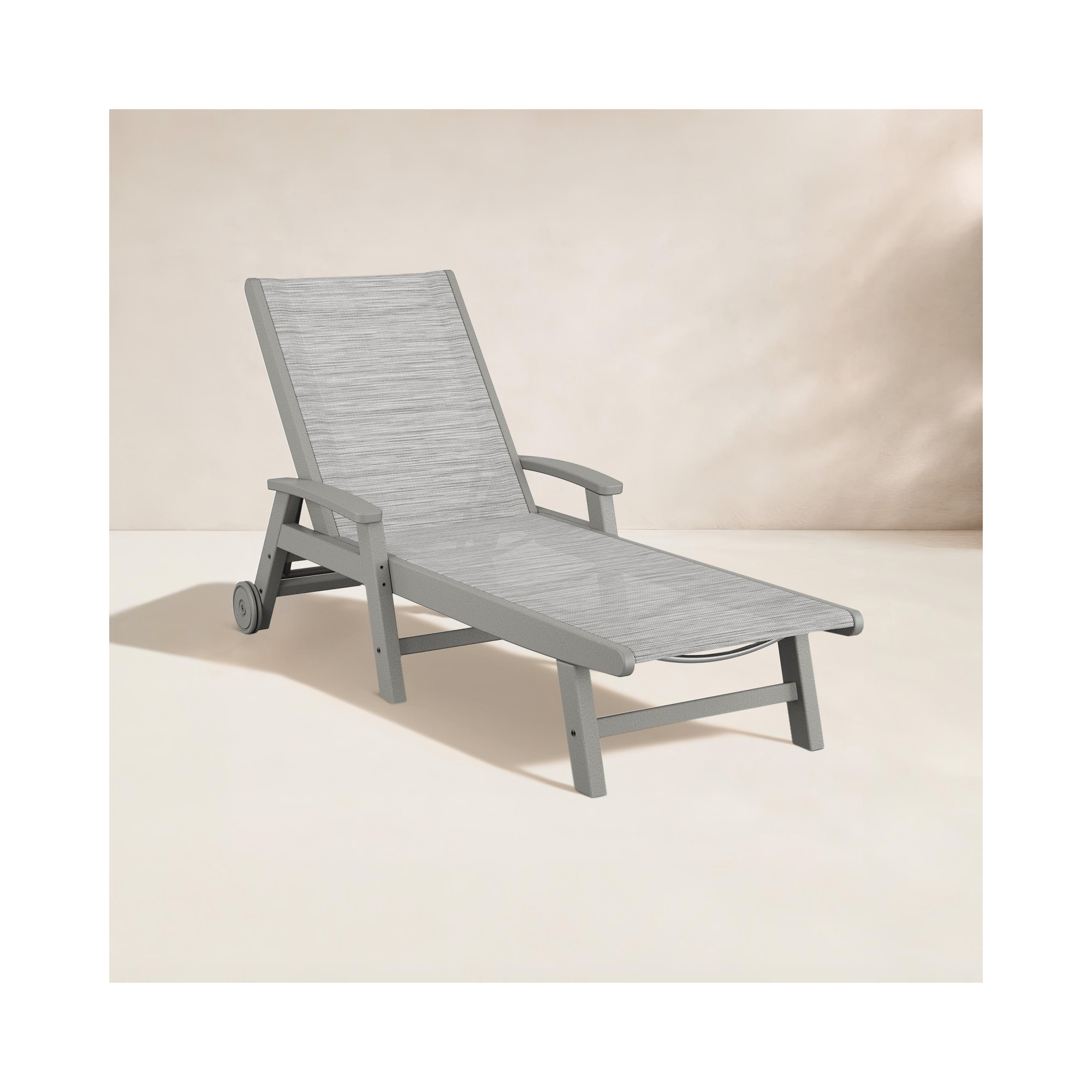 POLYWOOD Coastal Chaise with Wheels, Slate Gray, Metallic