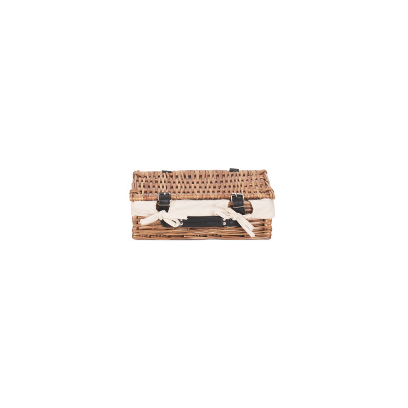 Wicker Lined Packaging Gift Hamper Basket, White, 11cm H x 34cm W x 19cm D