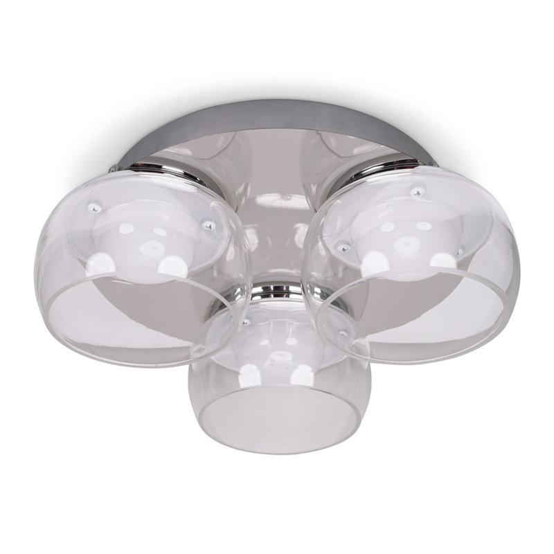 Couvertier Glass LED Flush Mount, Chrome, Clear