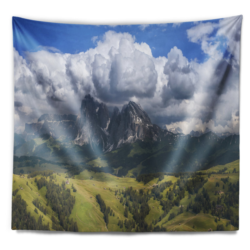 Tapisserie panorama avec accessoires suspendus en polyester sassolungo mountain inclus, H 50 po x l 60 po