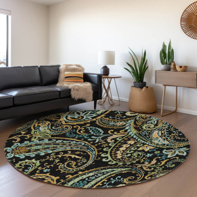 Premium Machine Washable Cerrito AMF533 Black Rug