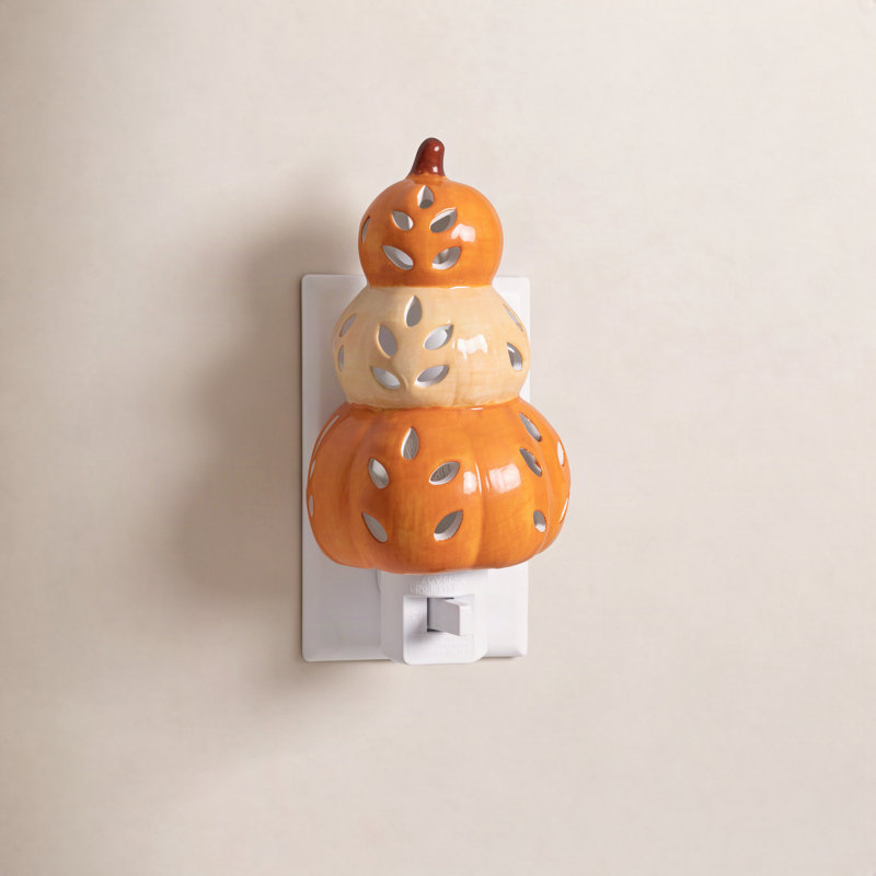 Harvest Blossom Stacked Pumpkins Ceramic Nightlight