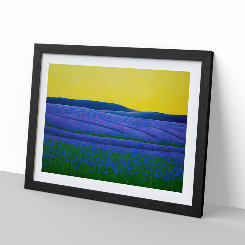Joyous Absract Bluebell Field - Framed Print, Black, 46cm H x 64cm W x 2cm D