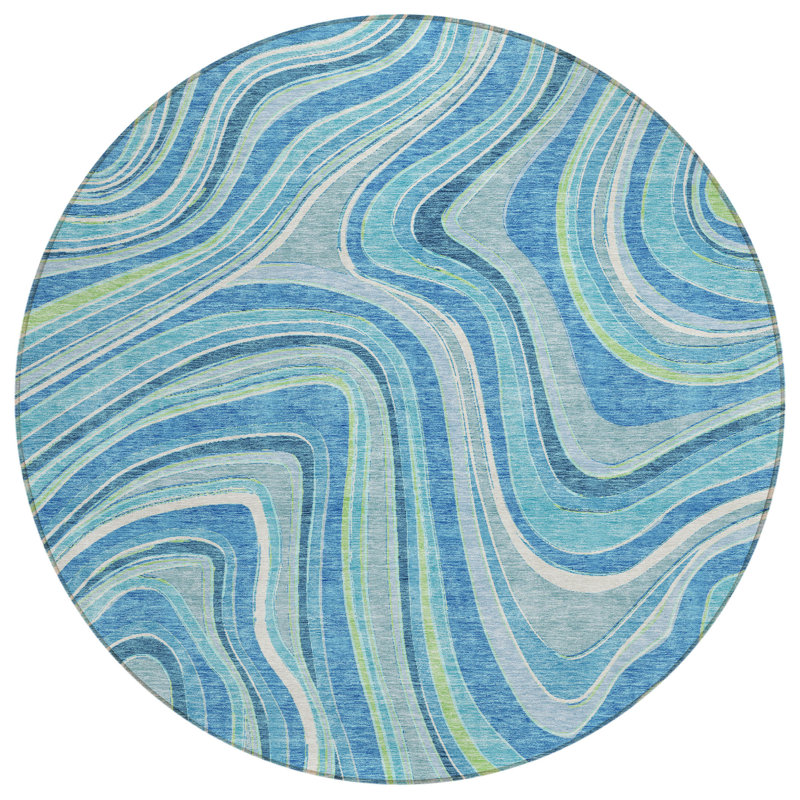 Tapis intérieur / extérieur en polyester tissé à la machine Lamanna, Rond 8 pi