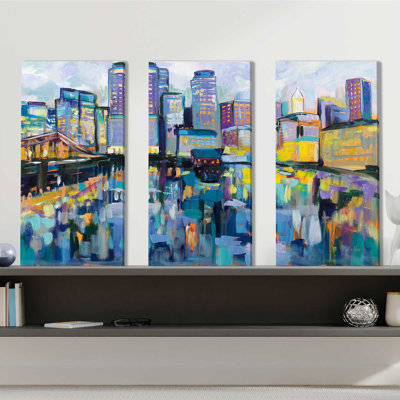 "Boston Harbor", ensemble de 3 impressions sur toile