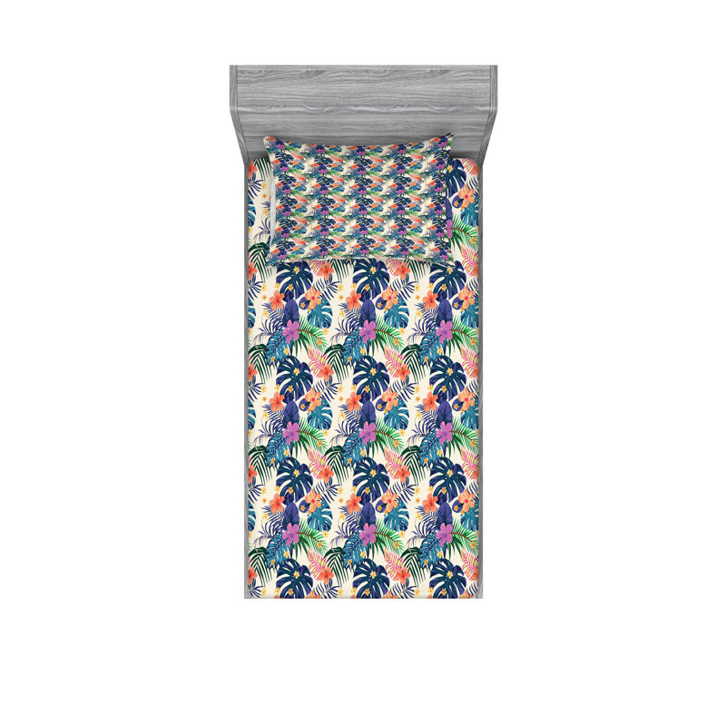 Multicolore ensemble de draps et taies décoratives Ambesonne, Ensemble de draps pour lit simple avec deux taies 