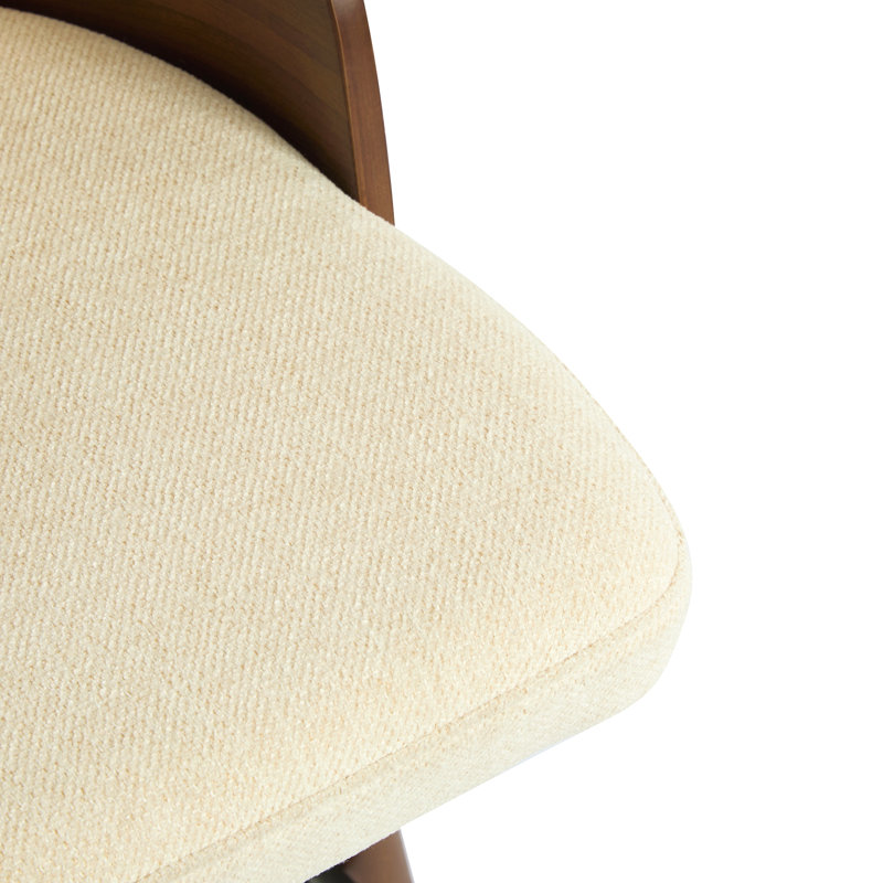 Tabouret de bar d'intérieur en bois Como, finition noyer avec revêtement beige, ensemble de 2