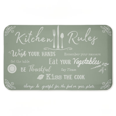 Kitchen Rules Chalk Style Printed Anti-Fatigue Floor Mat, design by Andi Metz