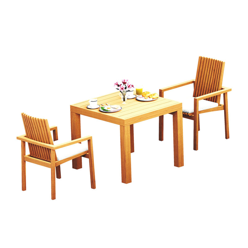 4 Seats 5 Pcs Grade-A Teak Wood Dining Set: 36" Square Table And 4 Clipper Stacking Arm Chairs #11CP0804, 2