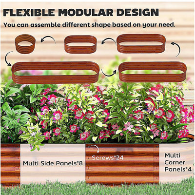 Metal Planter,Metal Planter Box with Safety Edging,Galvanized Raised Garden Bed Kit