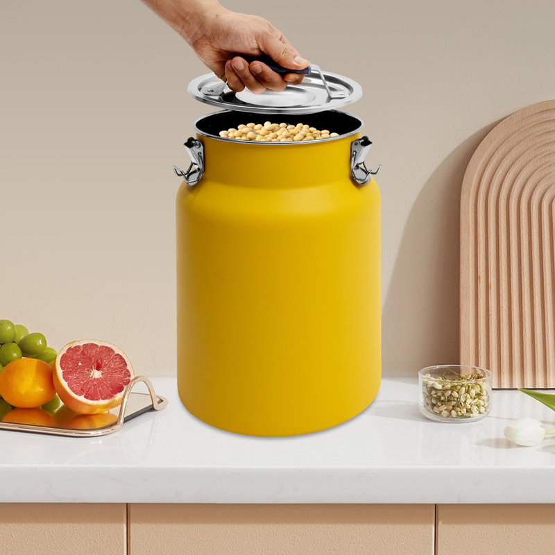 Contenant alimentaire en acier inoxydable 12L / 3,17 gallons avec couvercle, Jaune