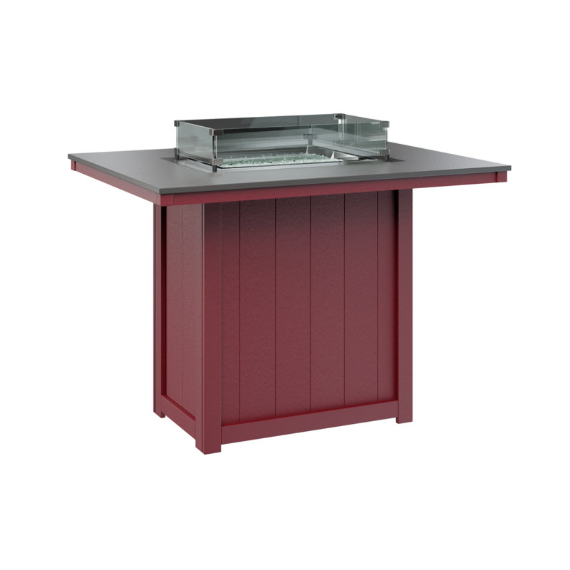 Foyer de table berlinois Donoma, H 39 po x l 41 po x P 54 po, Plateau martelé en acier inoxydable avec base rou