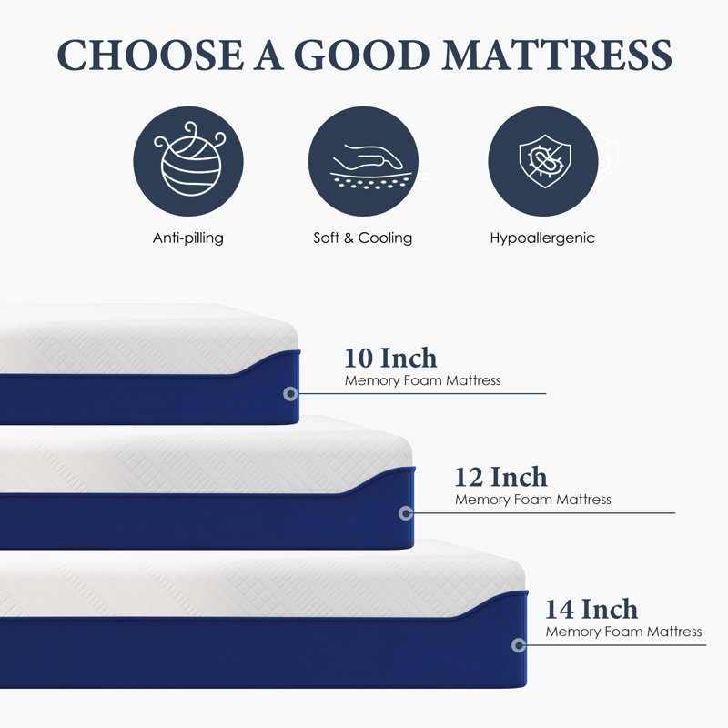 12" Medium Cooling Gel Memory Foam Mattress In a Box, Queen, 12"
