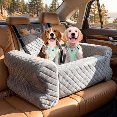 Siège d'appoint pour chien de qualité supérieure: peluche courte en laine douce, traversin de sécurité élevé, multi-usages pour voiture, canapé et pique-nique